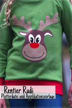 Lade das Bild in den Galerie-Viewer, Rentier Rudi Plotterdatei und Applikationsvorlage