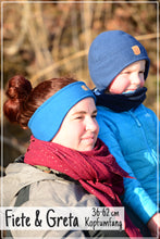 Lade das Bild in den Galerie-Viewer, Fiete und Greta Mütze und Stirnband mit Ohrenklappen Kopfumfang 36-62